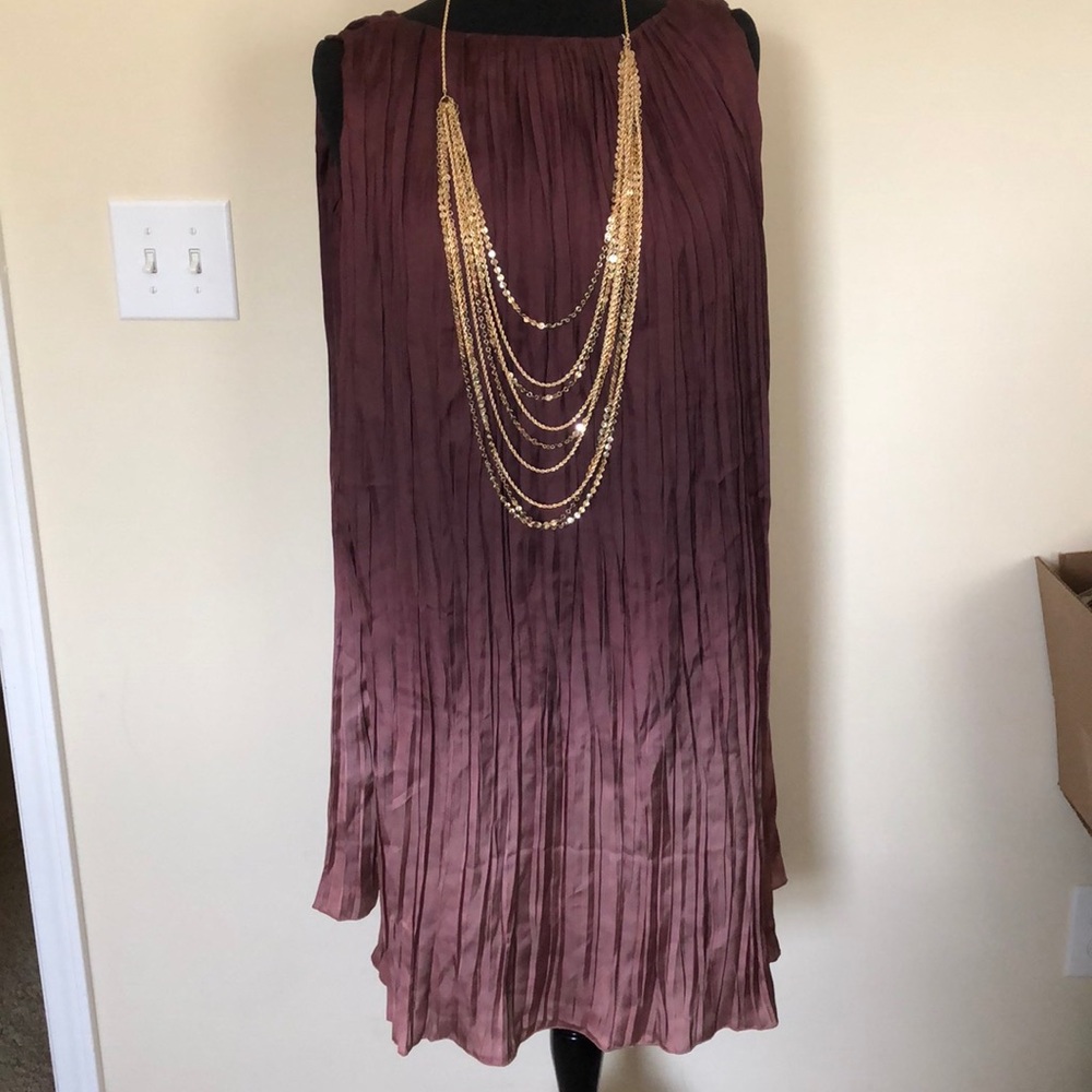 New Zara basic dress m medium crinkle plum lined